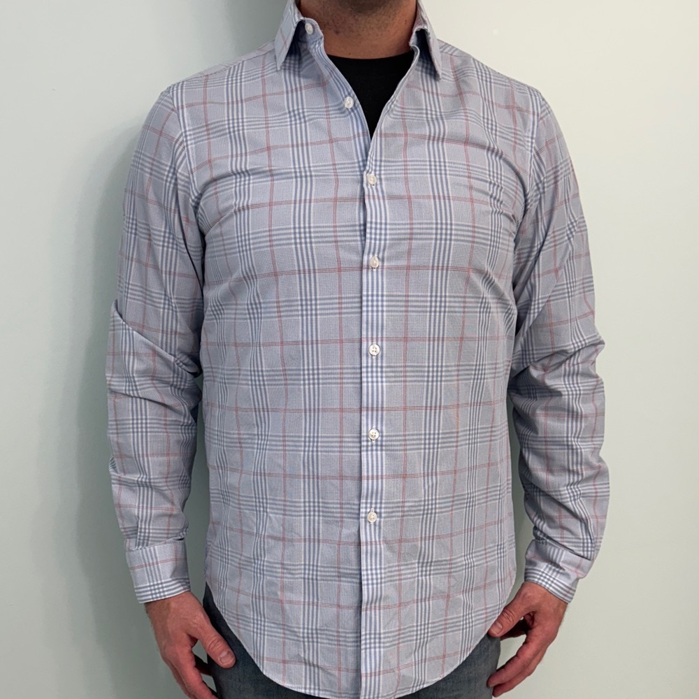 Van Heusen Light Gray and Subtle Red Checkered Shirt